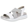 Riemchensandale REMONTE, Damen, Gr. 37, grau (weiß, hellgrau), Leder, sportlich, Schuhe, Sommerschuh, Sandalette, Keilabsatz, mit praktischem Gummizug