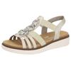 Sandale REMONTE, Damen, Gr. 41, beige (hellbeige), Lederimitat, casual, Schuhe, Sommerschuh, Sandalette, Keilabsatz, mit praktischen Gummizügen