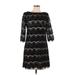 J Howard Cocktail Dress - A-Line Crew Neck 3/4 sleeves: Black Print Dresses - Women's Size 12