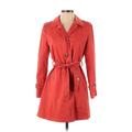 Ann Taylor LOFT Jacket: Mid-Length Red Print Jackets & Outerwear - Women's Size Small