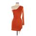 Missguided Cocktail Dress - Bodycon Open Neckline 3/4 sleeves: Orange Solid Dresses - New - Women's Size 10 Petite