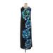Catherines Casual Dress - Midi Crew Neck Sleeveless: Blue Floral Dresses - Women's Size 0X