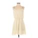 Final Touch Casual Dress - Mini Scoop Neck Sleeveless: Ivory Print Dresses - Women's Size Small