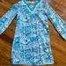 Lilly Pulitzer Dresses | Lily Pulitzer Blue Novelty Print Rare 100% Cotton Beach Dress Tunic In Xs | Color: Blue/White | Size: Xs