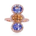 Women's Rose Gold Pave Diamond Sapphire Cocktail Ring Handmade Artisan