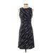Kenneth Cole New York Casual Dress - Sheath Crew Neck Sleeveless: Blue Print Dresses - Women's Size Small
