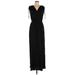 ASOS Casual Dress - Formal V-Neck Short sleeves: Black Solid Dresses - Women's Size 8
