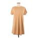 Shein Casual Dress - Shift Crew Neck Short sleeves: Tan Solid Dresses - Women's Size Medium