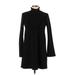 Zara Casual Dress Turtleneck Long sleeves: Black Solid Dresses - Women's Size Large