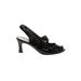 Anyi Lu Heels: Pumps Chunky Heel Cocktail Black Print Shoes - Women's Size 38 - Open Toe