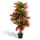 COSTWAY 100cm/3.3ft Artificial Croton Plant, Tall Fake Croton Palm Tree with Colorful Variegated Leaves, Natural Wood Trunk and Nursery Pot, Realistic Greenery Potted Plant for Office Home (1)