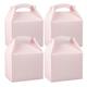 Bio Tek 10 x 7 x 8 Inch Gable Boxes For Party Favors, 25 Durable Gift Treat Boxes - Striped Design, With Built-In Handle, Pink And White Paper Barn Boxes, Disposable, For Parties - Restaurantware