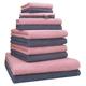 Betz 12 piece towel set BERLIN 100% cotton bath towels hand towels guest towels wash cloths wash mitts colour lotus - dark grey