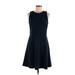 Ann Taylor LOFT Casual Dress - Mini Crew Neck Sleeveless: Blue Print Dresses - Women's Size 6