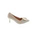 Fashion Heels: Pumps Kitten Heel Feminine Ivory Solid Shoes - Women's Size 7 1/2 - Pointed Toe