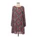 Paper Crown Casual Dress - Shift Keyhole Long sleeves: Red Dresses - Women's Size Medium