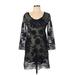 Yoana Baraschi Casual Dress - Shift Scoop Neck 3/4 sleeves: Black Print Dresses - New - Women's Size 10