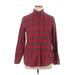 Lands' End Long Sleeve Button Down Shirt: Red Plaid Tops - Women's Size 16 Tall