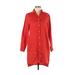 Banana Republic Casual Dress - Shirtdress Collared 3/4 sleeves: Red Print Dresses - Women's Size 0