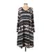 Lularoe Casual Dress - A-Line V Neck Long sleeves: Black Aztec or Tribal Print Dresses - Women's Size Small