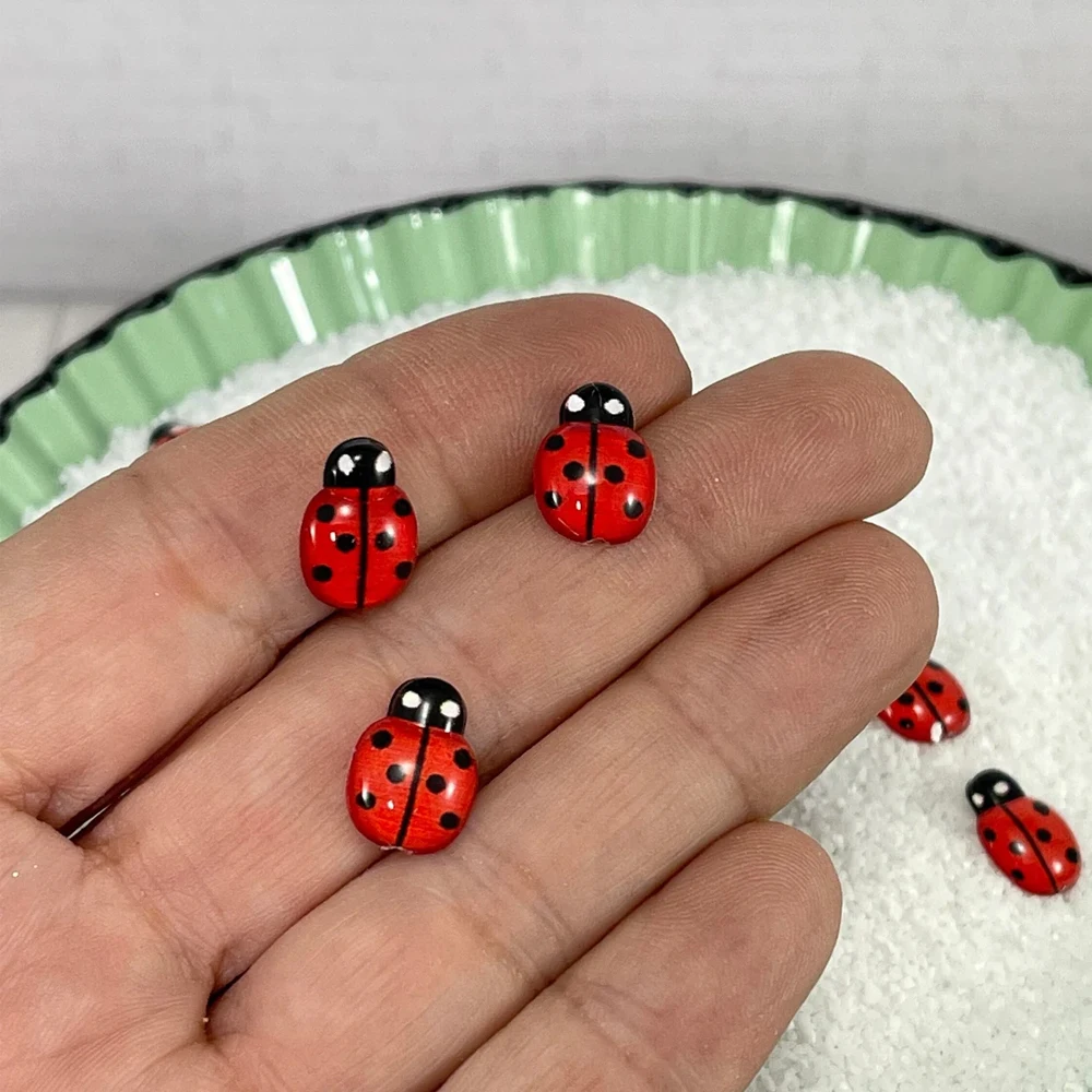 Figurines miniatures mignonnes en forme de coccinelle, en résine à dos plat, pour bricolage, artisanat, Micro paysage, plantes de maison, décoration de jardin féerique