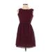 Ann Taylor LOFT Outlet Cocktail Dress - A-Line: Burgundy Damask Dresses - Women's Size 0 Petite