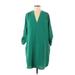 Lush Casual Dress - Shift Plunge 3/4 sleeves: Green Dresses - Women's Size Medium