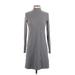 H&M Cocktail Dress - A-Line Turtleneck Long sleeves: Gray Print Dresses - Women's Size X-Small