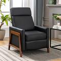 Latitude Run® Wood-Framed PU Leather Recliner Chair Faux Leather in Black/Brown | 40.1 H x 33.8 W x 29.1 D in | Wayfair