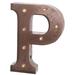 The Holiday Aisle® Metal Ceiling Letter P Illuminated Wall in Brown/Gray | 12 H x 9 W x 2 D in | Wayfair AA01B642ADDC4E21BD78C278C7FF4D21