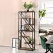 17 Stories Chasha 71" H x 31.5" W Metal Etagere Bookcase Wood/Metal in Black/Brown | 71 H x 31.5 W x 11.8 D in | Wayfair