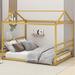 Harper Orchard Aysegul Metal Canopy Bed Metal in Yellow | 65 H x 62.2 W x 82.3 D in | Wayfair E08739DBAE1A4CACB15CE97F4AF845B2