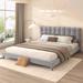 Red Barrel Studio® Azyia Platform Bed Upholstered/Velvet, Solid Wood in Gray | 36.6 H x 68.7 W x 85.8 D in | Wayfair