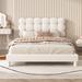 Red Barrel Studio® Azyia Platform Bed Upholstered/Velvet, Solid Wood in White | 36.6 H x 47.1 W x 80.8 D in | Wayfair