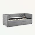 Red Barrel Studio® Twin Size Daybed w/ Two Drawers, Button & Copper Nail on Square Arms in Gray | Wayfair CB246CD6AC134D72BB16B4BF79119E43