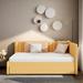 Hokku Designs Dittes Full Size Daybed w/ Trundle Upholstered/Linen in Yellow | 27.6 H x 57.9 W x 78.9 D in | Wayfair