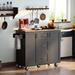 Red Barrel Studio® Jerilynn Rolling Kitchen Island w/ Solid Wood Top, Pull Out Shelves & Three Drawers Wood in Black | Wayfair