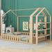 Harper Orchard Bangalow Wood House Bed w/ Fence & Detachable Storage Shelves Wood in Brown | 64.2 H x 56.3 W x 91.7 D in | Wayfair