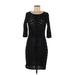 Calvin Klein Cocktail Dress - Sheath Scoop Neck 3/4 sleeves: Black Solid Dresses - Women's Size Medium