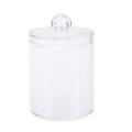 Plastic Canister Clear Cotton Swab Organizer Storage Case Round Container Makeup Holder Box (Transparent)