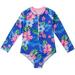 Girls Bathing Suit - UPF 50+ One Piece Swimsuits Toddlers Long Sleeve Rash Guard Zipper Front Bathing Suit Quick Dry for 3-12Y