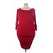 Torrid Casual Dress - Bodycon Scoop Neck 3/4 sleeves: Burgundy Print Dresses - New - Women's Size 2X Plus