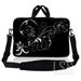 Laptop Skin Shop 15-15.6 inch Neoprene Laptop Sleeve Bag Carrying Case with Handle and Adjustable Shoulder Strap - Vines Black and White Swirl Floral