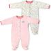 Spencers H743G-2-12 Birdies Print Pink White & Aqua Girls Sleep N Play Footie Pajama Set 9-12 Months - 2 Piece