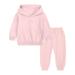 CaComMARK PI Clearance Kid s Sweatsuit Sports Set Tracksuits Hoodie Activewear Set Solid Color Sweatshirt Sweatpants Pink