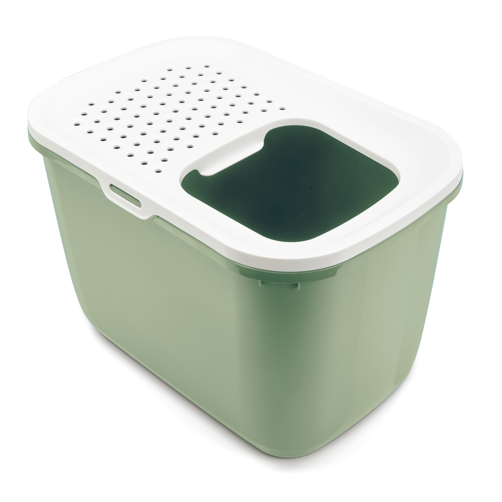 Botanical Green White Hop In Cat Litter Box Savic Cat Litter Boxes & Trays