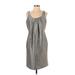 Nine West Casual Dress - Sheath Scoop Neck Sleeveless: Silver Dresses - Women's Size Small