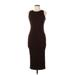 Bar III Casual Dress - Midi Crew Neck Sleeveless: Brown Print Dresses - Women's Size Medium