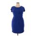 Adrianna Papell Cocktail Dress - Sheath Crew Neck Short sleeves: Blue Print Dresses - Women's Size 18