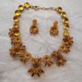 J. Crew Jewelry | J.Crew Amber Lavender Enamel Rhinesontes Crystals Statement Necklace Earrings | Color: Purple/Yellow | Size: Os